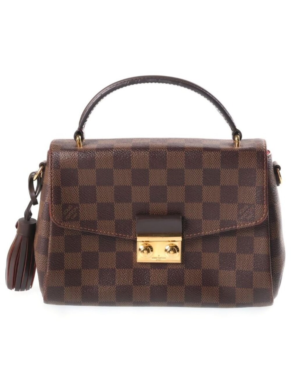 Louis Vuitton Damier Croisette Shoulder Bag Brown Leather Gold